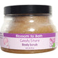 Buy Blossom to Bath Candy Store Body Scrub from Flowersong Soap Studio.  Large crystal turbinado sugar plus  rich oils conveniently exfoliate and moisturize in one step  A nostalgic fragrance has pops of sweet fruity bubbles on a bed of spun sugar and vanilla bean.