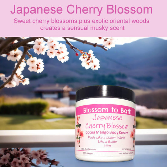 Japanese Cherry Blossom Cocoa Mango Body Cream (8 Ounce) - Phthalate Free Fragrance