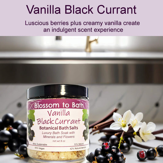 Vanilla Black Currant Botanical Bath Salts (8 ounce) - Natural Fragrance