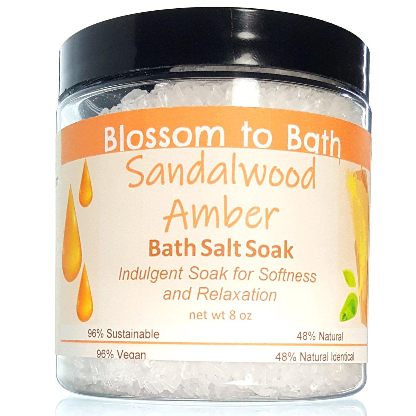 Sandalwood Amber Bath Salt Soak (8 ounce) - Phthalate Free Fragrance