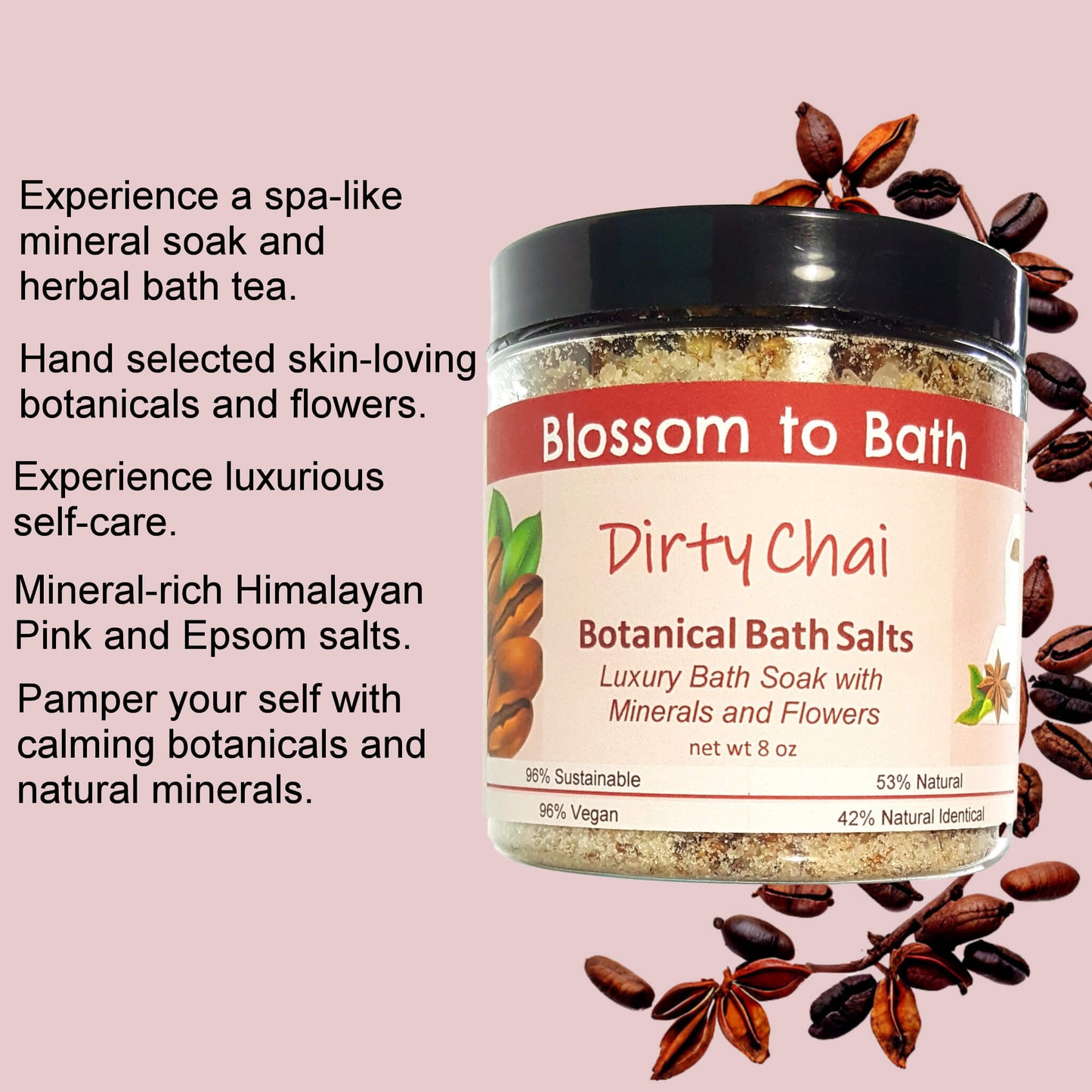 Dirty Chai Botanical Bath Salts (8 ounce) - Phthalate Free Fragrance