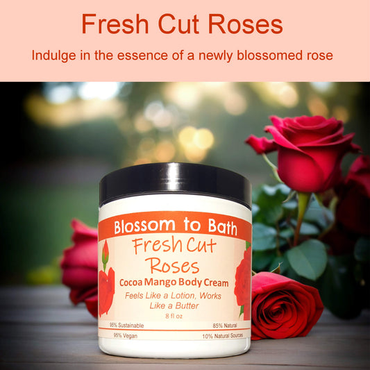 Fresh Cut Roses Cocoa Mango Body Cream (8 Ounce) - Phthalate Free Fragrance