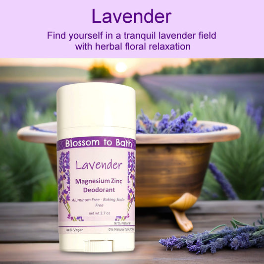 Lavender Magnesium Zinc Deodorant (2.7 ounce) - Pure Essential Oil Fragrance