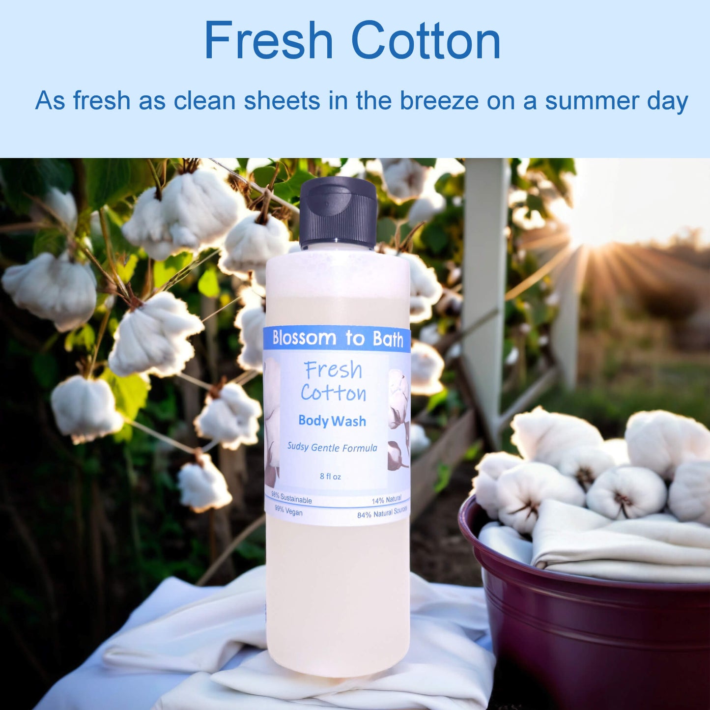 Fresh Cotton Body Wash (8 Ounce) - Phthalate Free Fragrance