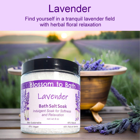 Lavender Bath Salt Soak  (8 ounce) - Pure Essential Oil Fragrance