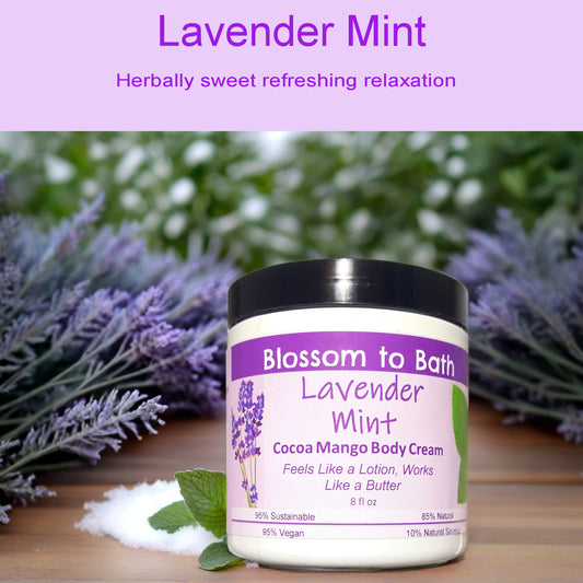 Lavender Mint Cocoa Mango Body Cream  (8 Ounce) - Pure Essential Oil Fragrance