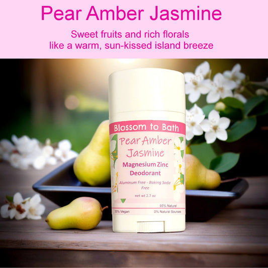 Pear Amber Jasmine Magnesium Zinc Deodorant (2.7 ounce) - Phthalate Free Fragrance