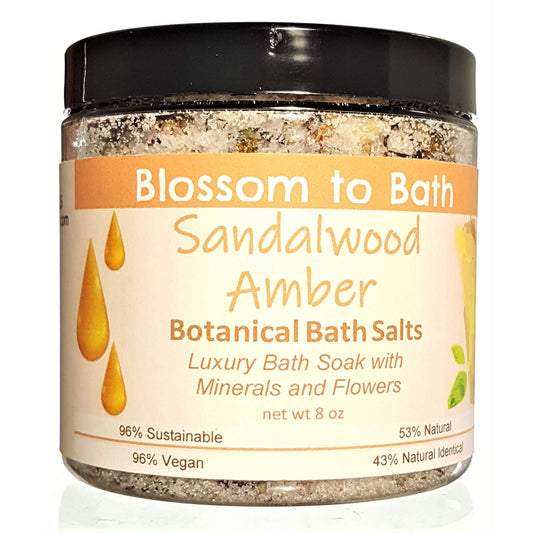 Sandalwood Amber Botanical Bath Salts (8 ounce) - Phthalate Free Fragrance