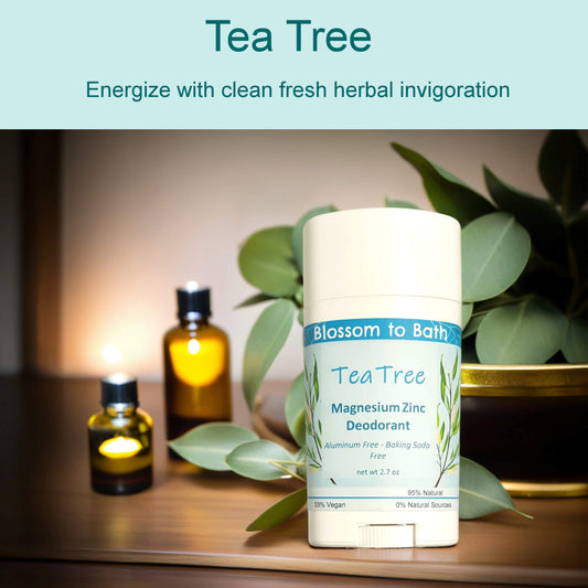 Tea Tree Magnesium Zinc Deodorant (2.7 ounce) - Pure Essential Oil Fragrance