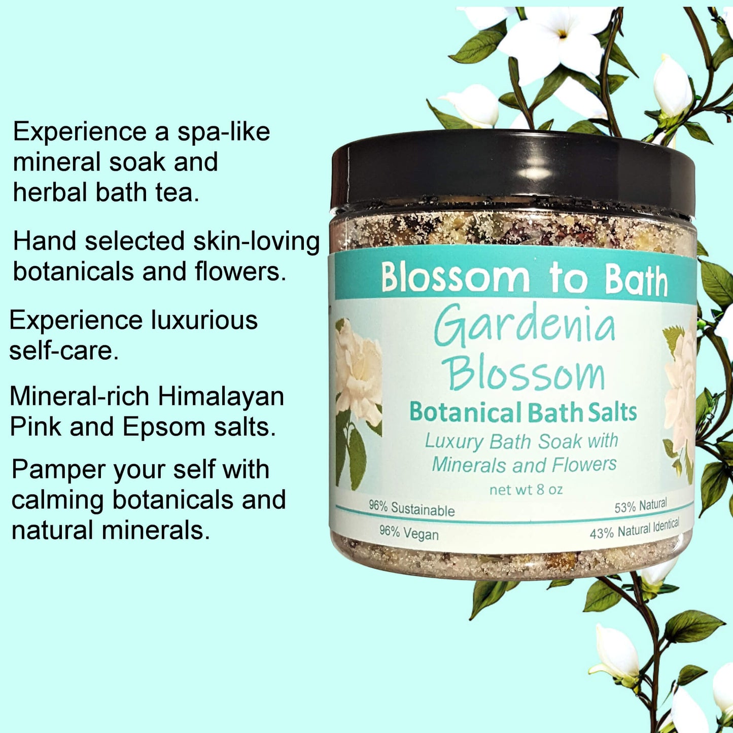 Gardenia Blossom Botanical Bath Salts (8 ounce) - Phthalate Free Fragrance