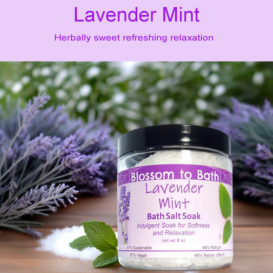 Lavender Mint Bath Salt Soak (8 ounce) - Pure Essential Oil Fragrance