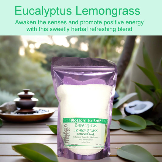 Eucalyptus Lemongrass Bath Salt Soak (16 ounce) - Pure Essential Oil Fragrance