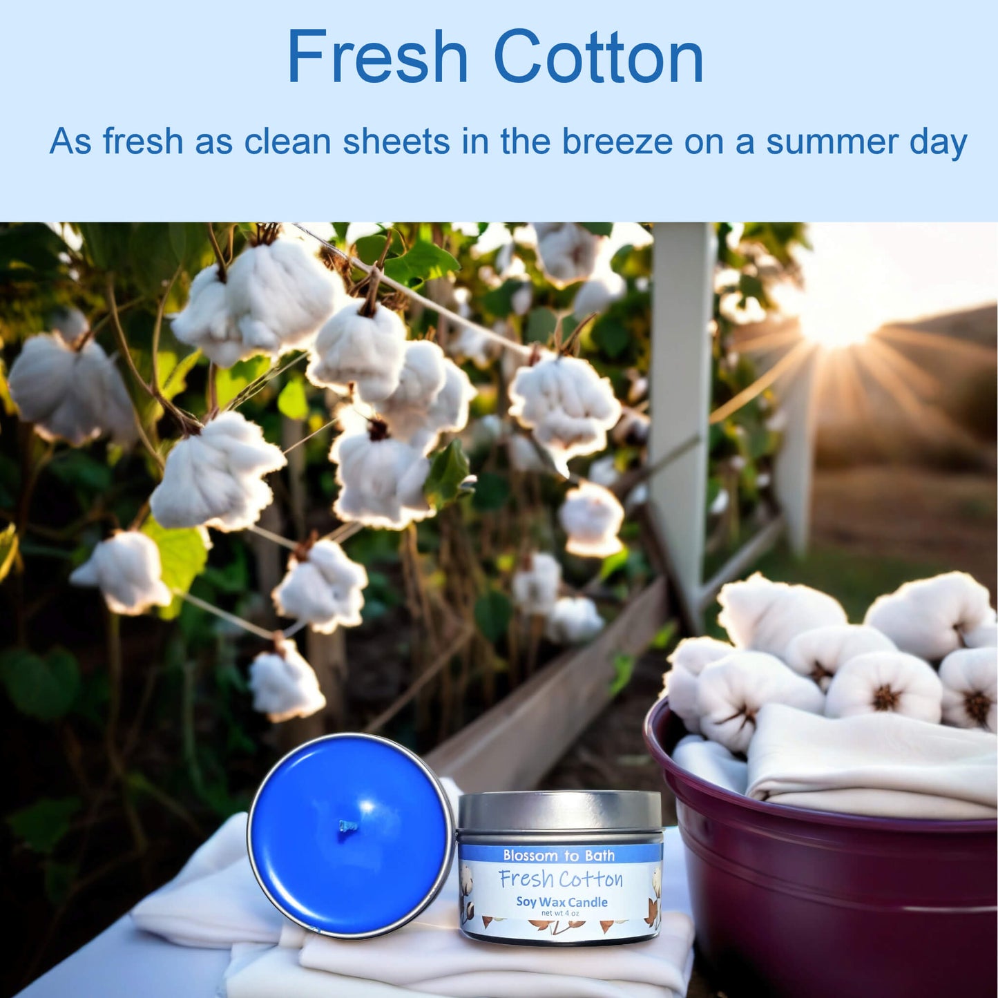 Fresh Cotton Soy Wax Candle (3.5 ounce) - Phthalate Free Fragrance