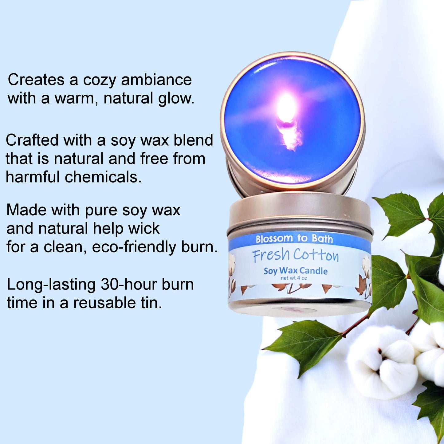 Fresh Cotton Soy Wax Candle (3.5 ounce) - Phthalate Free Fragrance