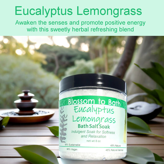 Eucalyptus Lemongrass Bath Salt Soak (8 ounce) - Pure Essential Oil Fragrance