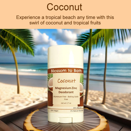 Coconut Magnesium Zinc Deodorant (2.7 ounce) - Phthalate Free Fragrance