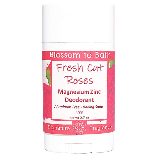 Buy Blossom to Bath Fresh Cut Roses Magnesium Zinc Deodorant from Flowersong Soap Studio.   Natural Deodorant Protection with a Long Lasting Intoxicating Rose Scent Made from Pure Botanicals and Butters .  A true rose fragrance, the scent captures the splendor of a newly blossomed rose.