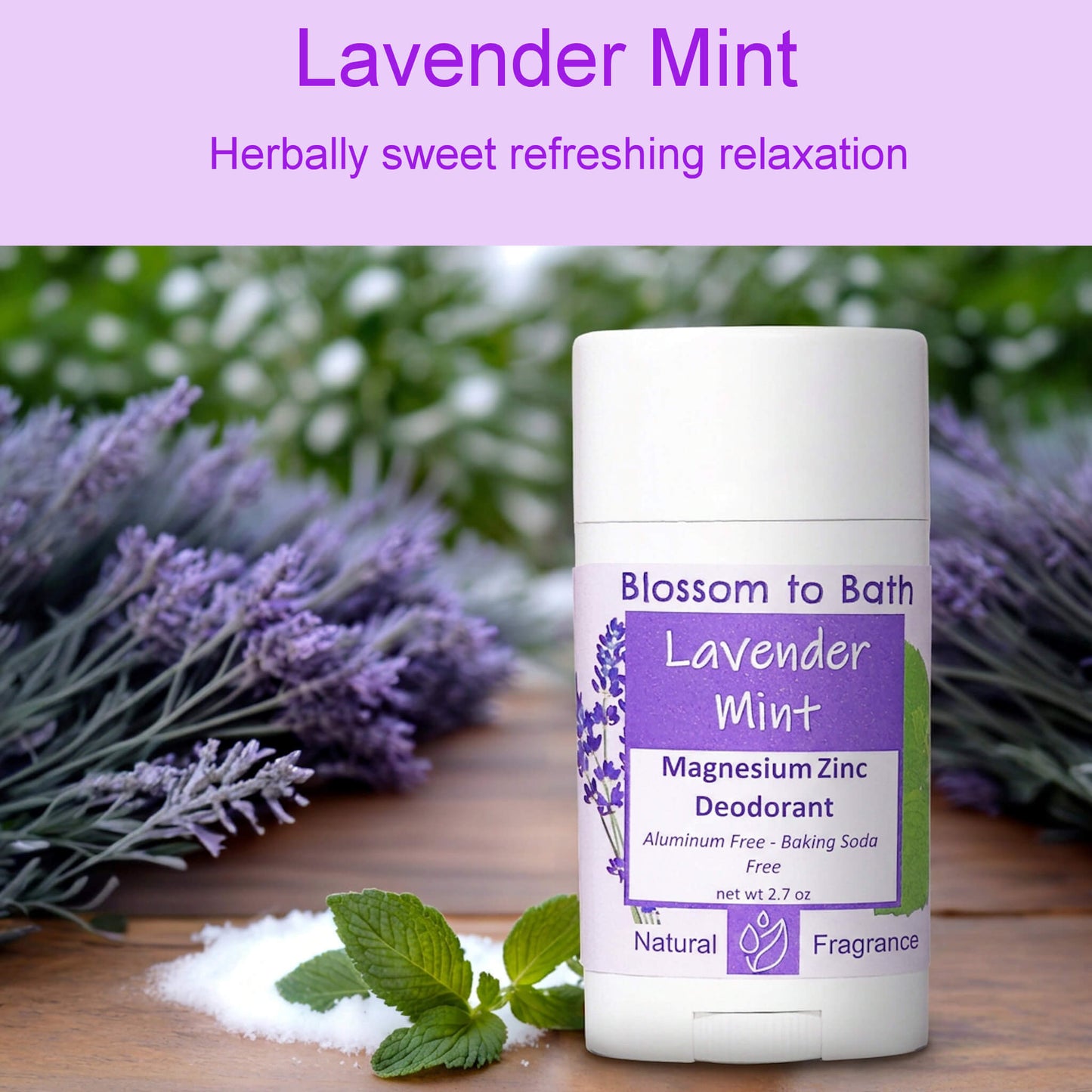 Lavender Mint Magnesium Zinc Deodorant (2.7 ounce) - Pure Essential Oil Fragrance