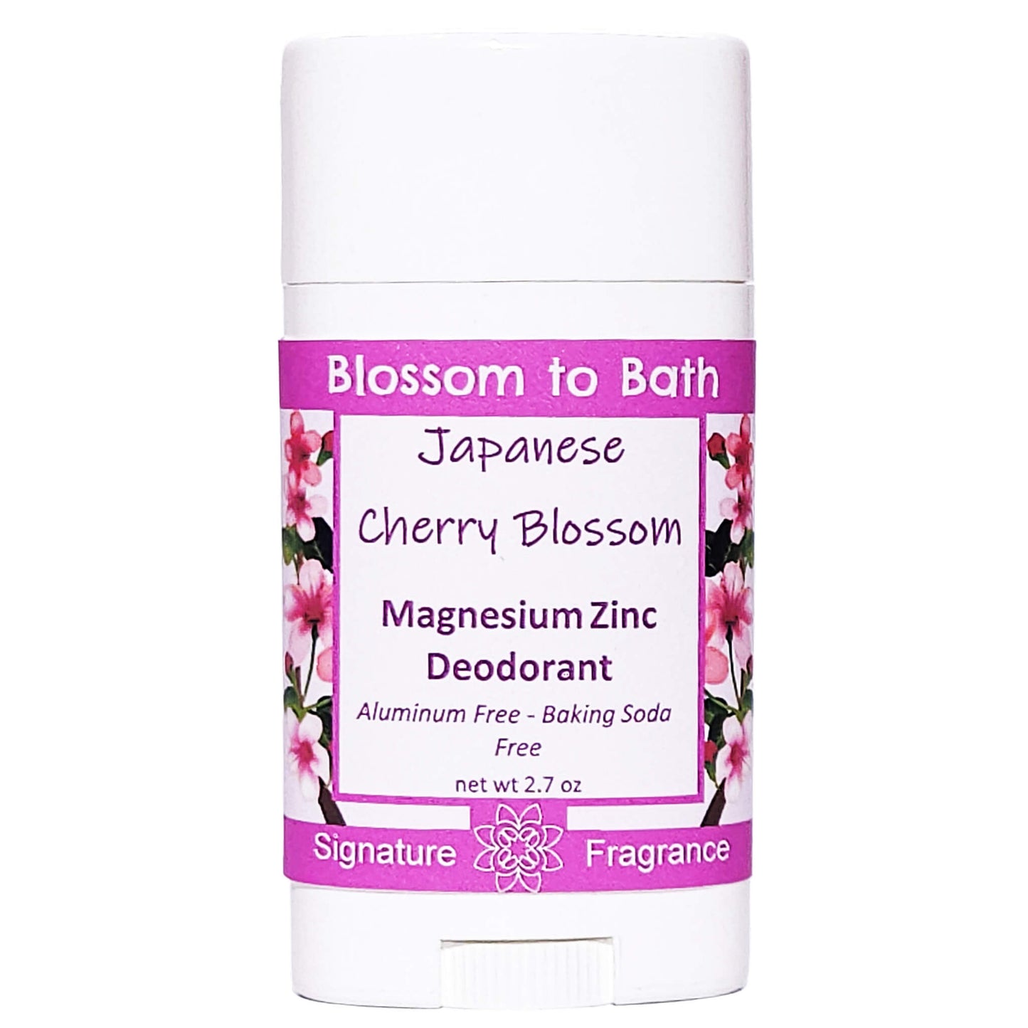 Buy Blossom to Bath Japanese Cherry Blossom Magnesium Zinc Deodorant from Flowersong Soap Studio.   Natural Deodorant Protection with a Long Lasting Musky Floral Scent Made from Pure Botanicals and Butters .  A sophisticated and rich cherry blossom fragrance that is oriental and sensual.