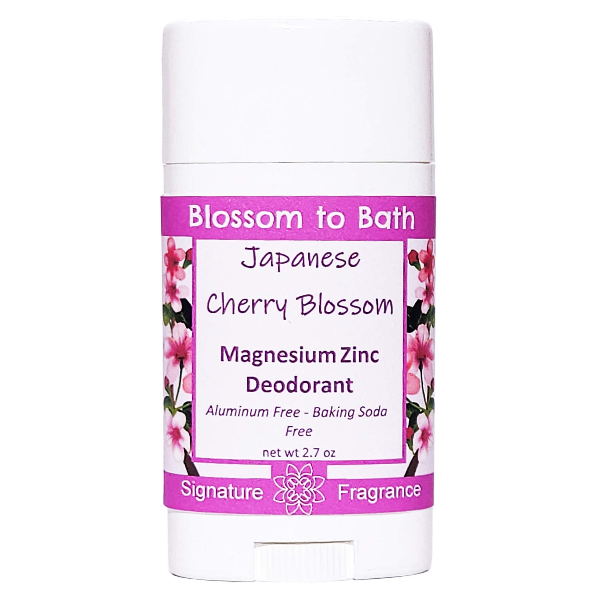 Buy Blossom to Bath Japanese Cherry Blossom Magnesium Zinc Deodorant from Flowersong Soap Studio.   Natural Deodorant Protection with a Long Lasting Musky Floral Scent Made from Pure Botanicals and Butters .  A sophisticated and rich cherry blossom fragrance that is oriental and sensual.
