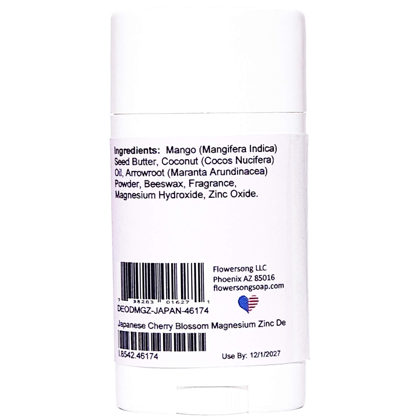 Japanese Cherry Blossom Magnesium Zinc Deodorant (2.7 ounce) - Phthalate Free Fragrance