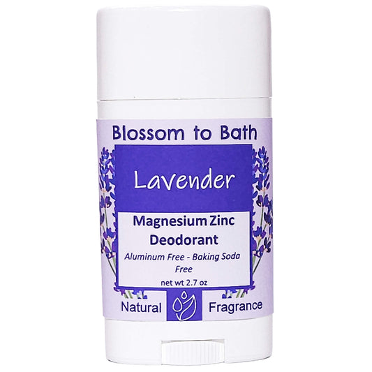 Buy Blossom to Bath Lavender Magnesium Zinc Deodorant from Flowersong Soap Studio.   Natural Deodorant Protection with a Long Lasting Lavender Scent Made from Pure Botanicals and Butters .  Classic lavender scent that is relaxing and comforting.