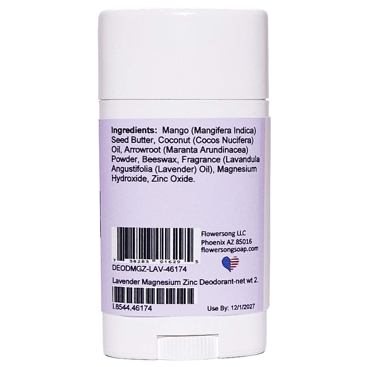 Lavender Magnesium Zinc Deodorant (2.7 ounce) - Pure Essential Oil Fragrance