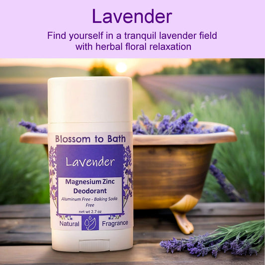 Lavender Magnesium Zinc Deodorant (2.7 ounce) - Pure Essential Oil Fragrance