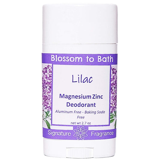 Buy Blossom to Bath Lilac Magnesium Zinc Deodorant from Flowersong Soap Studio.   Natural Deodorant Protection with a Long Lasting Lilac Scent Made from Pure Botanicals and Butters .  The embodiment of spring flowers in the scent of a freshly blooming lilac bush