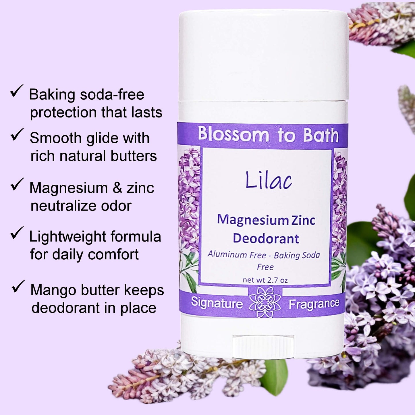 Lilac Magnesium Zinc Deodorant (2.7 ounce) - Phthalate Free Fragrance