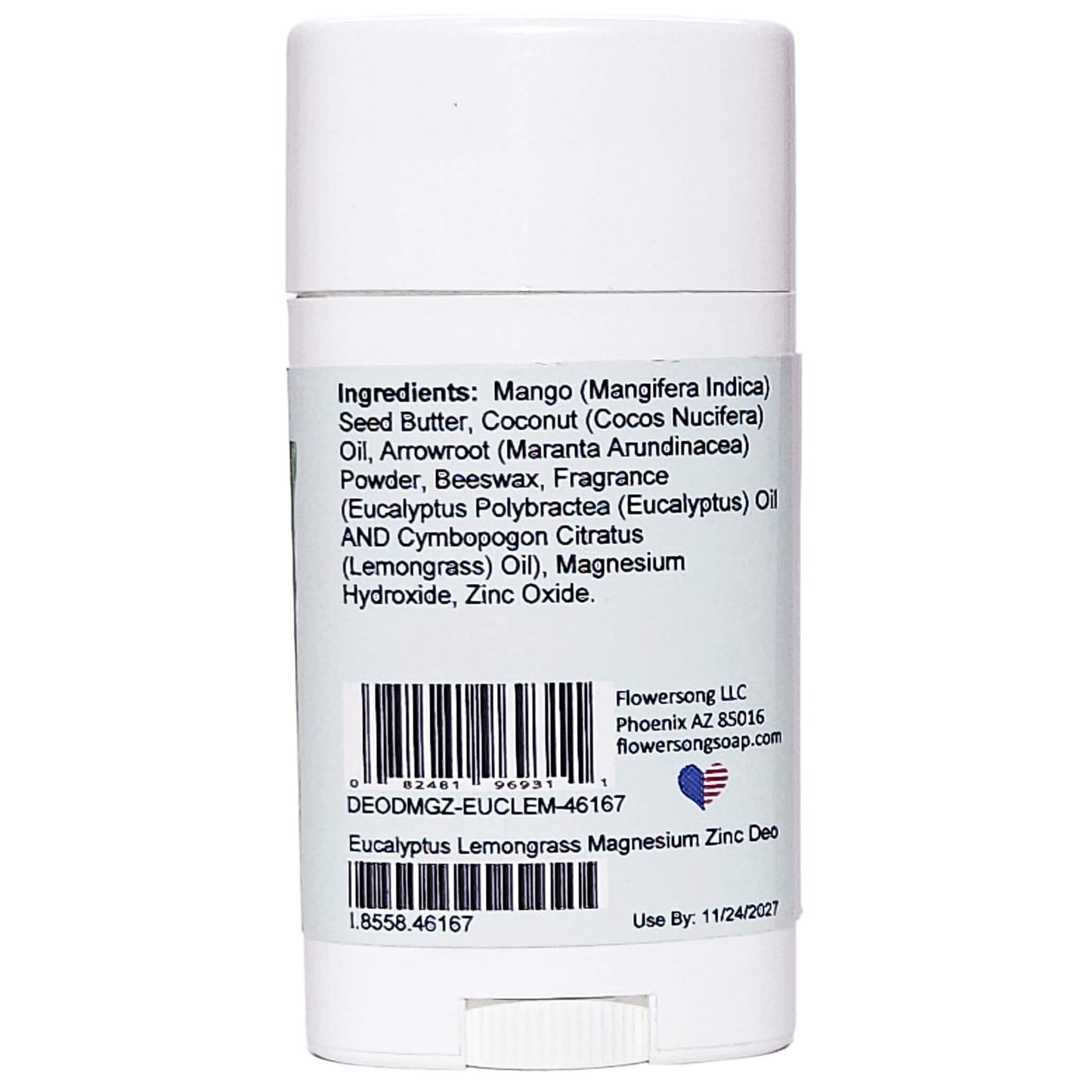 Eucalyptus Lemongrass Magnesium Zinc Deodorant (2.7 ounce) - Pure Essential Oil Fragrance