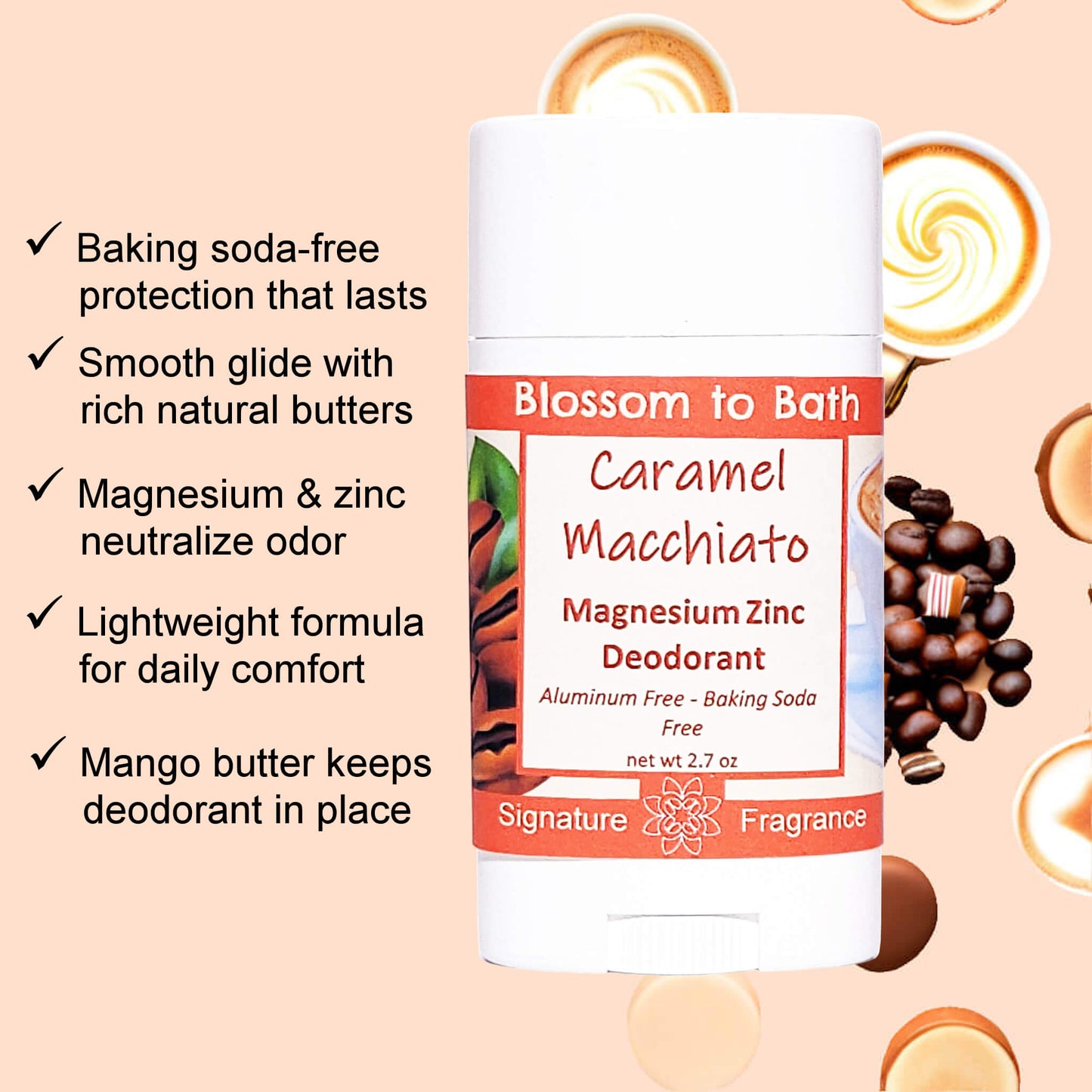 Caramel Macchiato Magnesium Zinc Deodorant (2.7 ounce) - Phthalate Free Fragrance