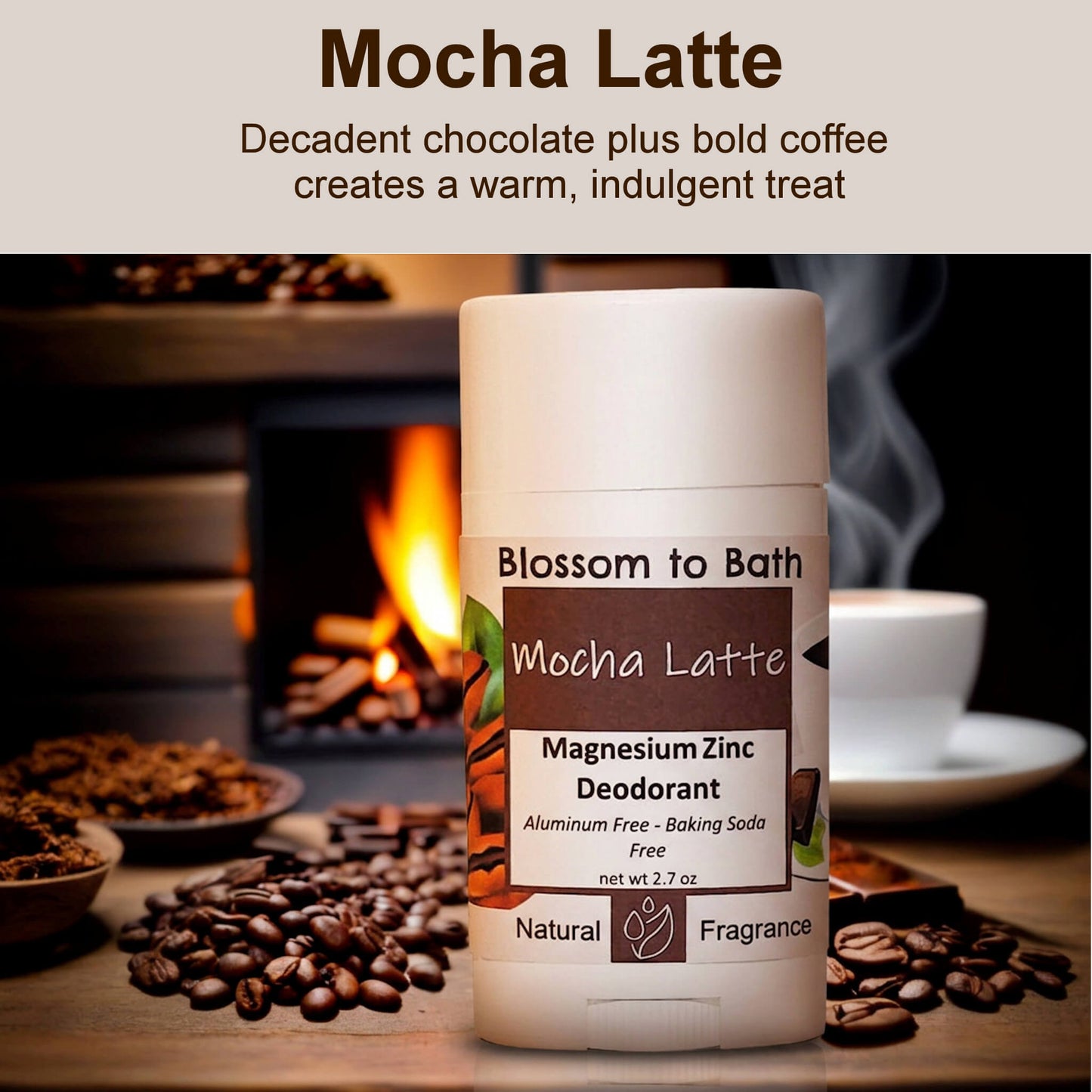 Mocha Latte Magnesium Zinc Deodorant (2.7 ounce) - Natural Fragrance