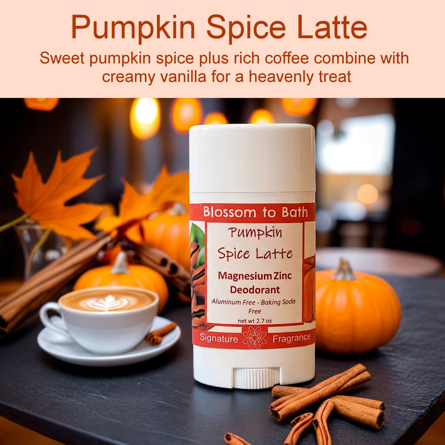 Pumpkin Spice Latte Magnesium Zinc Deodorant (2.7 ounce) - Phthalate Free Fragrance