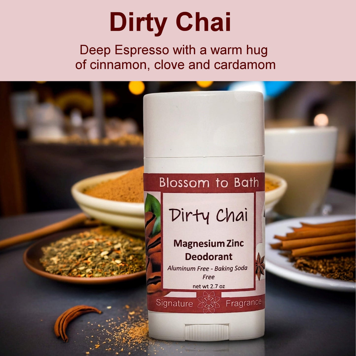 Dirty Chai Magnesium Zinc Deodorant (2.7 ounce) - Phthalate Free Fragrance