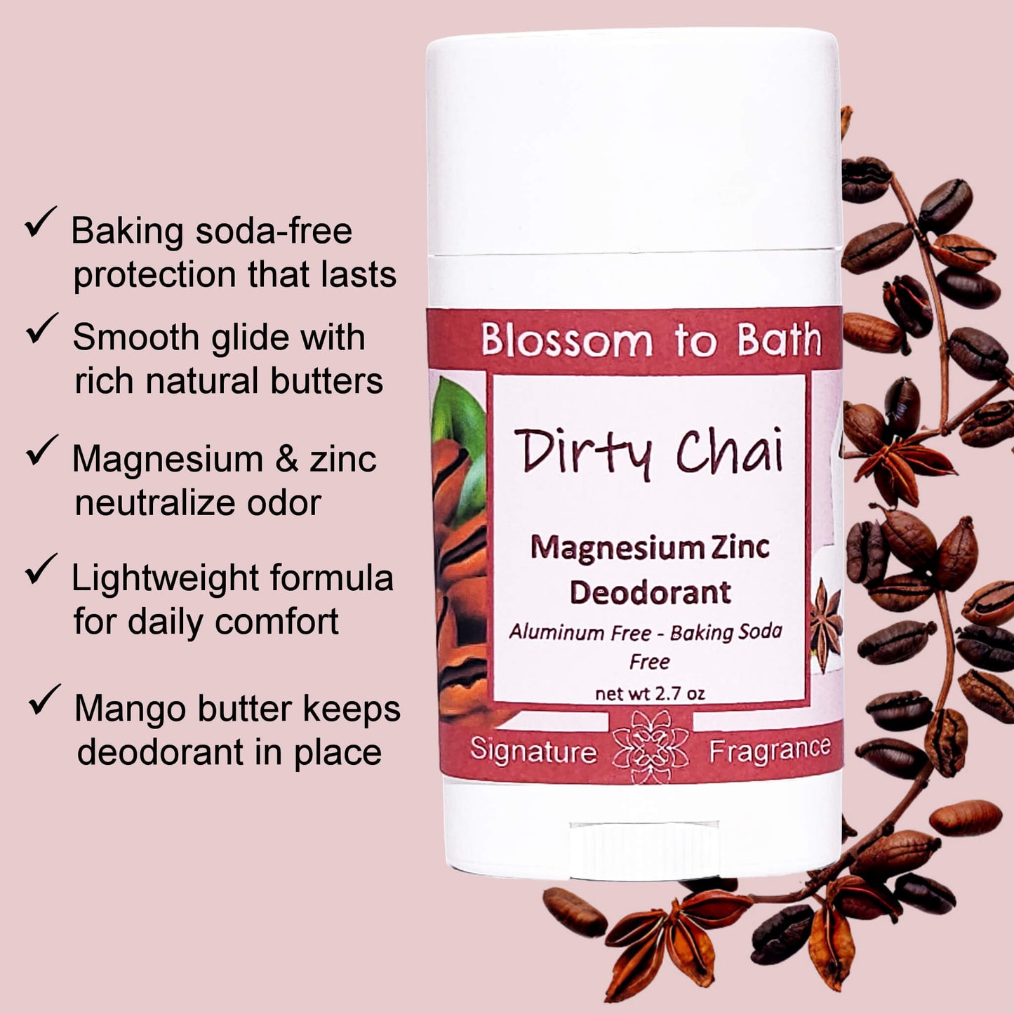 Dirty Chai Magnesium Zinc Deodorant (2.7 ounce) - Phthalate Free Fragrance