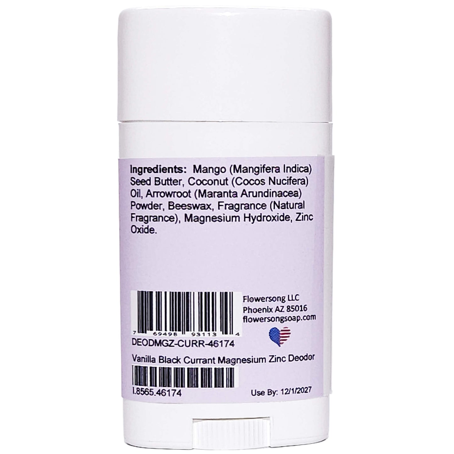 Vanilla Black Currant Magnesium Zinc Deodorant (2.7 ounce) - Natural Fragrance