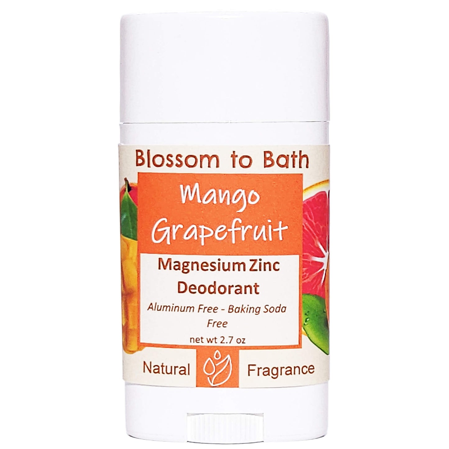 Buy Blossom to Bath Mango Grapefruit Magnesium Zinc Deodorant from Flowersong Soap Studio.   Natural Deodorant Protection with a Long Lasting Vibrant Fruit Scent Made from Pure Botanicals and Butters .  Exotic tropical fruits in a powdery puff of sophisticated freshness.