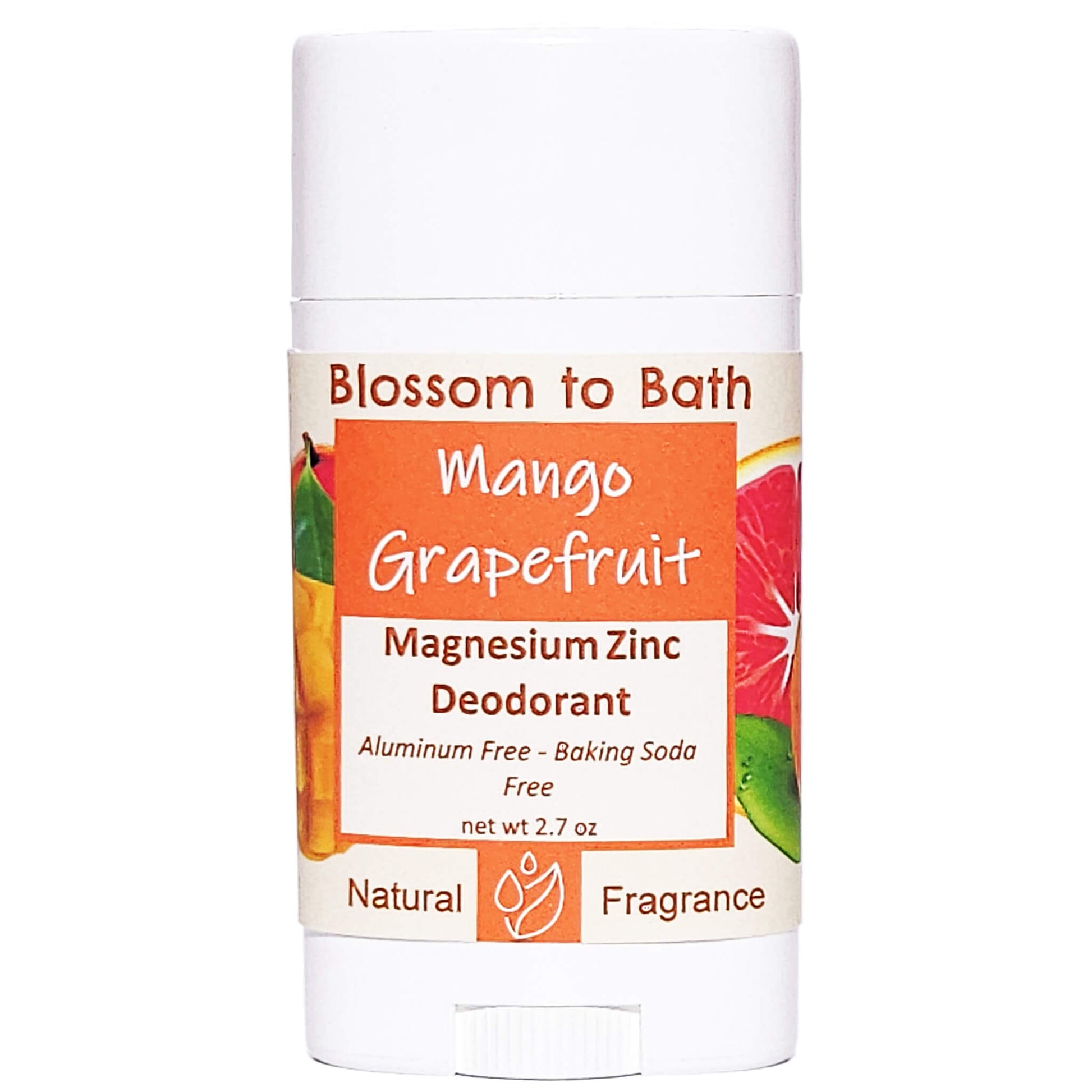 Buy Blossom to Bath Mango Grapefruit Magnesium Zinc Deodorant from Flowersong Soap Studio.   Natural Deodorant Protection with a Long Lasting Vibrant Fruit Scent Made from Pure Botanicals and Butters .  Exotic tropical fruits in a powdery puff of sophisticated freshness.