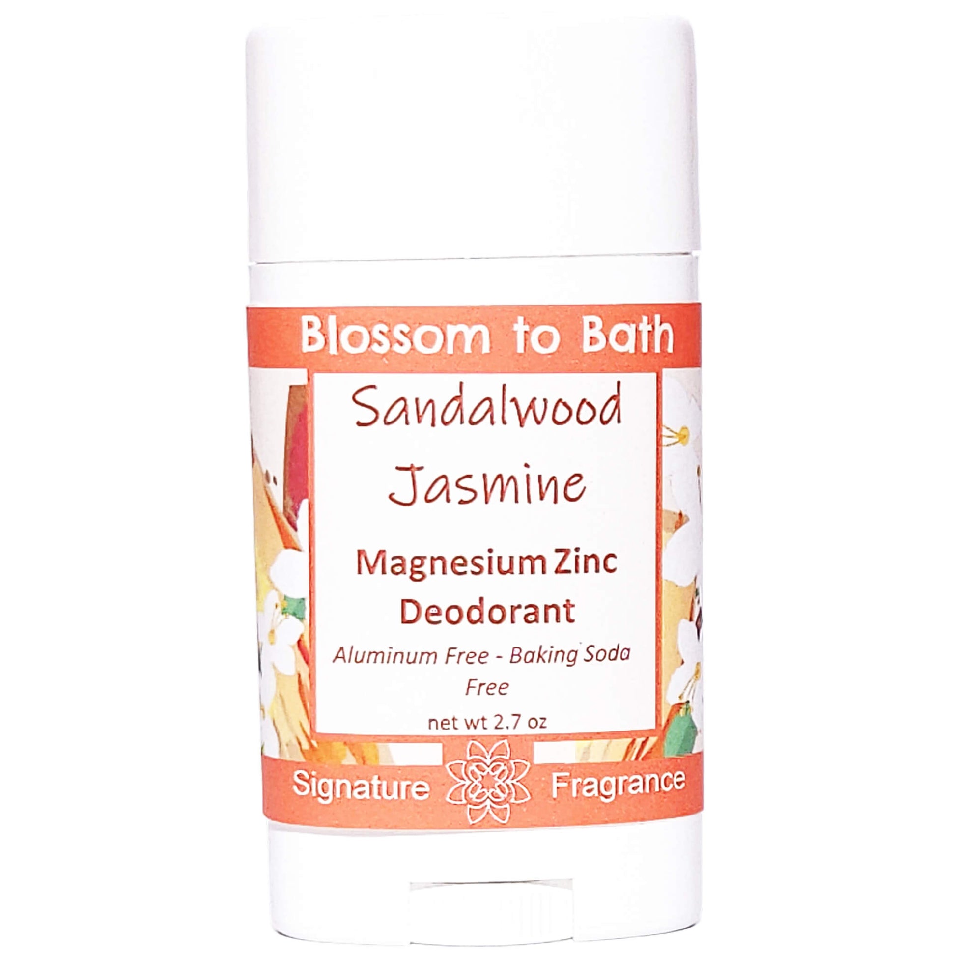 Buy Blossom to Bath Sandalwood Jasmine Magnesium Zinc Deodorant from Flowersong Soap Studio.   Natural Deodorant Protection with a Long Lasting Warm Woody Scent Made from Pure Botanicals and Butters .  Floral jasmine meets earthy sandalwood to create a soul stirring blend.