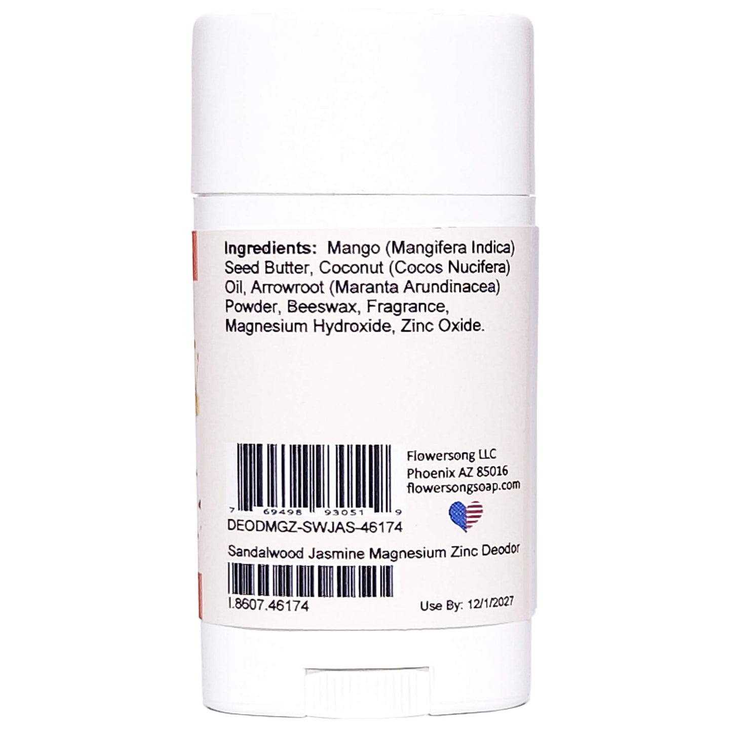 Sandalwood Jasmine Magnesium Zinc Deodorant (2.7 ounce) - Phthalate Free Fragrance