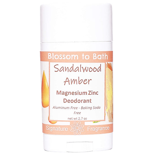 Buy Blossom to Bath Sandalwood Amber Magnesium Zinc Deodorant from Flowersong Soap Studio.   Natural Deodorant Protection with a Long Lasting Sandalwood Scent Made from Pure Botanicals and Butters .  An irresistible combination of warm sandalwood and spice.
