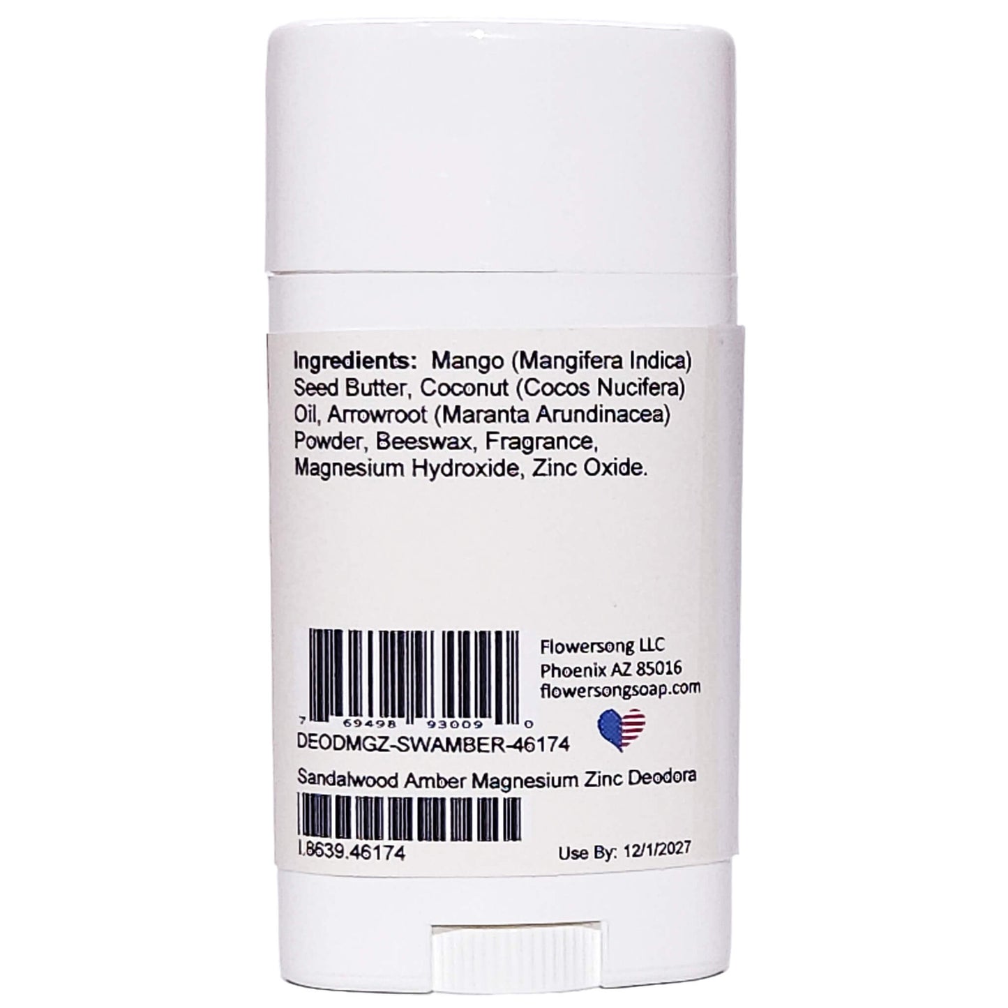 Sandalwood Amber Magnesium Zinc Deodorant (2.7 ounce) - Phthalate Free Fragrance