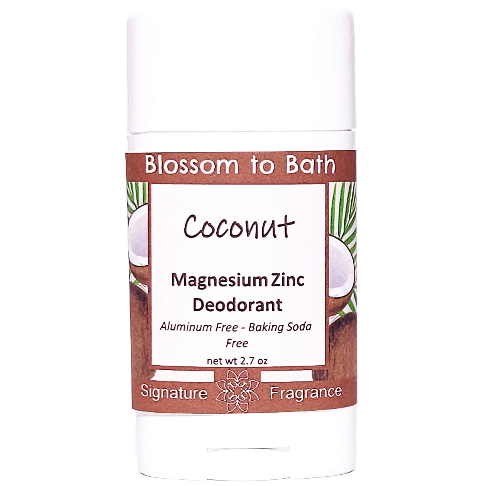 Buy Blossom to Bath Coconut Magnesium Zinc Deodorant from Flowersong Soap Studio.   Natural Deodorant Protection with a Long Lasting Fruity Coconut Scent Made from Pure Botanicals and Butters .  Bold coconut swirled with tropical fruit, creating a refreshing and sunny aroma that evokes a beachside ambiance.