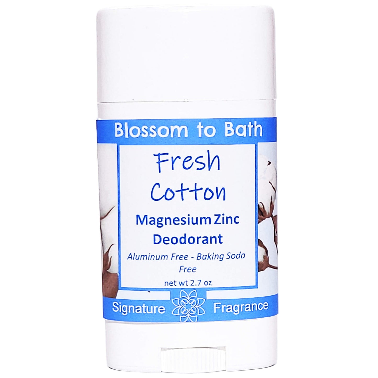 Buy Blossom to Bath Fresh Cotton Magnesium Zinc Deodorant from Flowersong Soap Studio.   Natural Deodorant Protection with a Long Lasting Fresh Cotton Scent Made from Pure Botanicals and Butters .  Smells like clean sheets drying in a breeze of spring blossoms.
