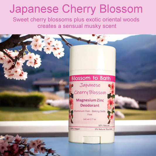 Japanese Cherry Blossom Magnesium Zinc Deodorant (2.7 ounce) - Phthalate Free Fragrance