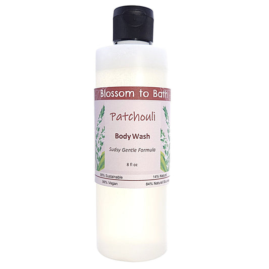 Buy Blossom to Bath Patchouli Body Wash from Flowersong Soap Studio.   Get Smooth Silky Skin With Luxurious Patchouli Scented Gentle Cleansers That Are Super Sudsy .  The pure earthy, woody, spicy scent of straight Patchouli.