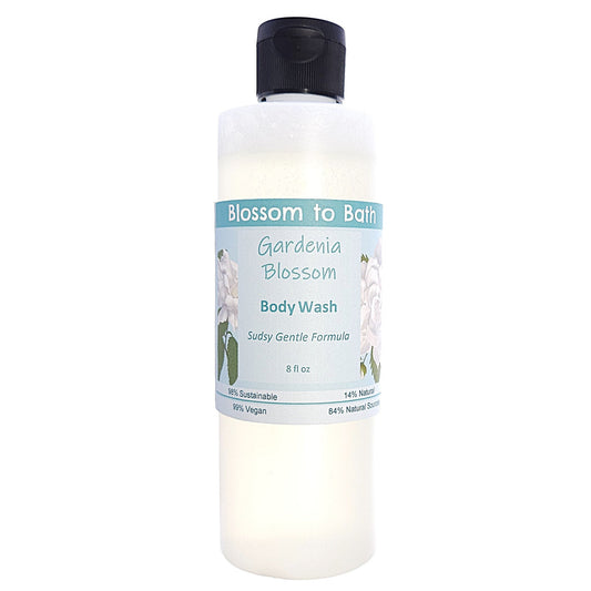 Buy Blossom to Bath Gardenia Blossom Body Wash from Flowersong Soap Studio.   Get Smooth Silky Skin With Rich Sweet Floral Scented Gentle Cleansers That Are Super Sudsy .  Sweet Gardenia in a puff of blooming summer flowers