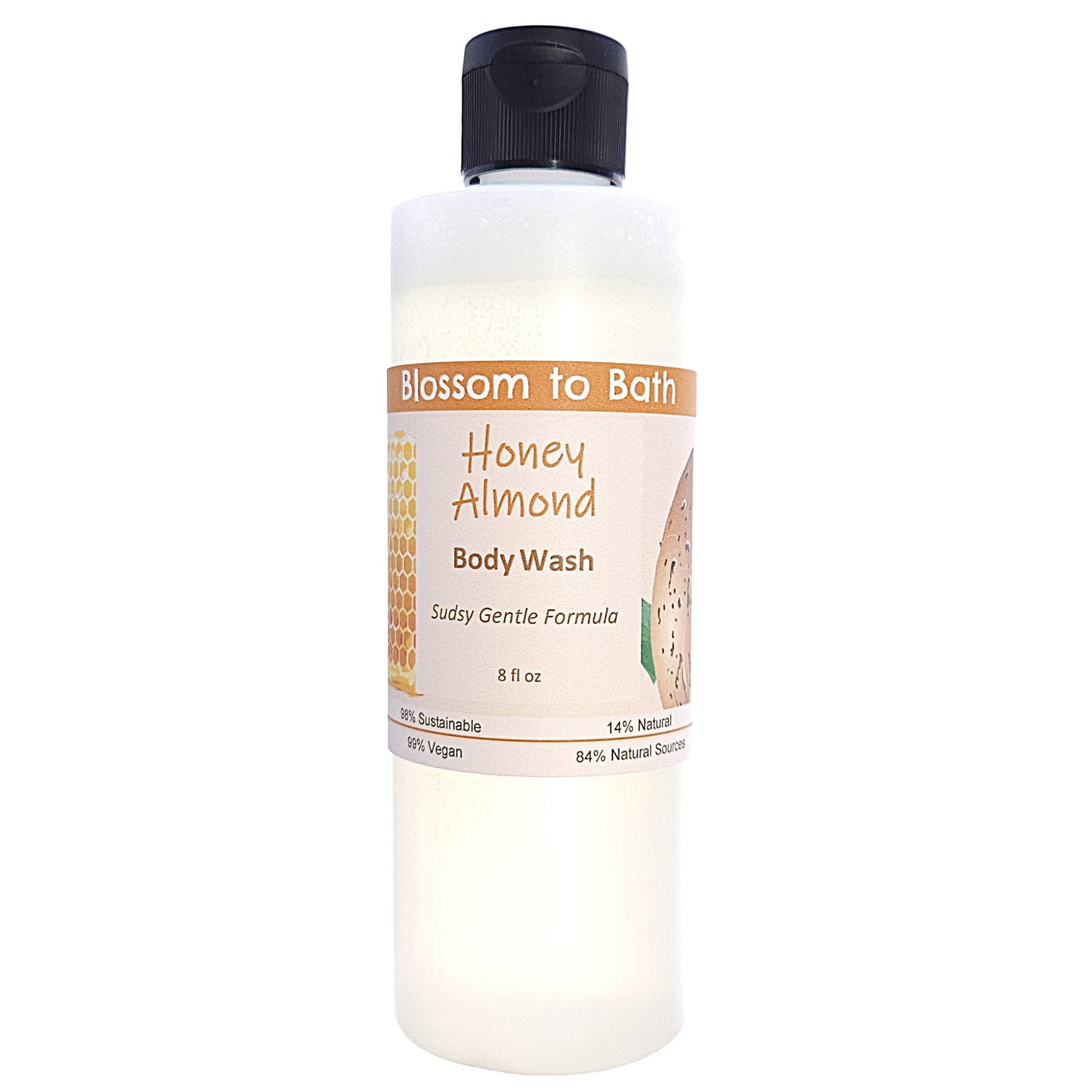 Buy Blossom to Bath Honey Almond Body Wash from Flowersong Soap Studio.   Get Smooth Silky Skin With Soothing Mild Scented Gentle Cleansers That Are Super Sudsy .  Sweetly fragrant nutty almond drizzled with honey.