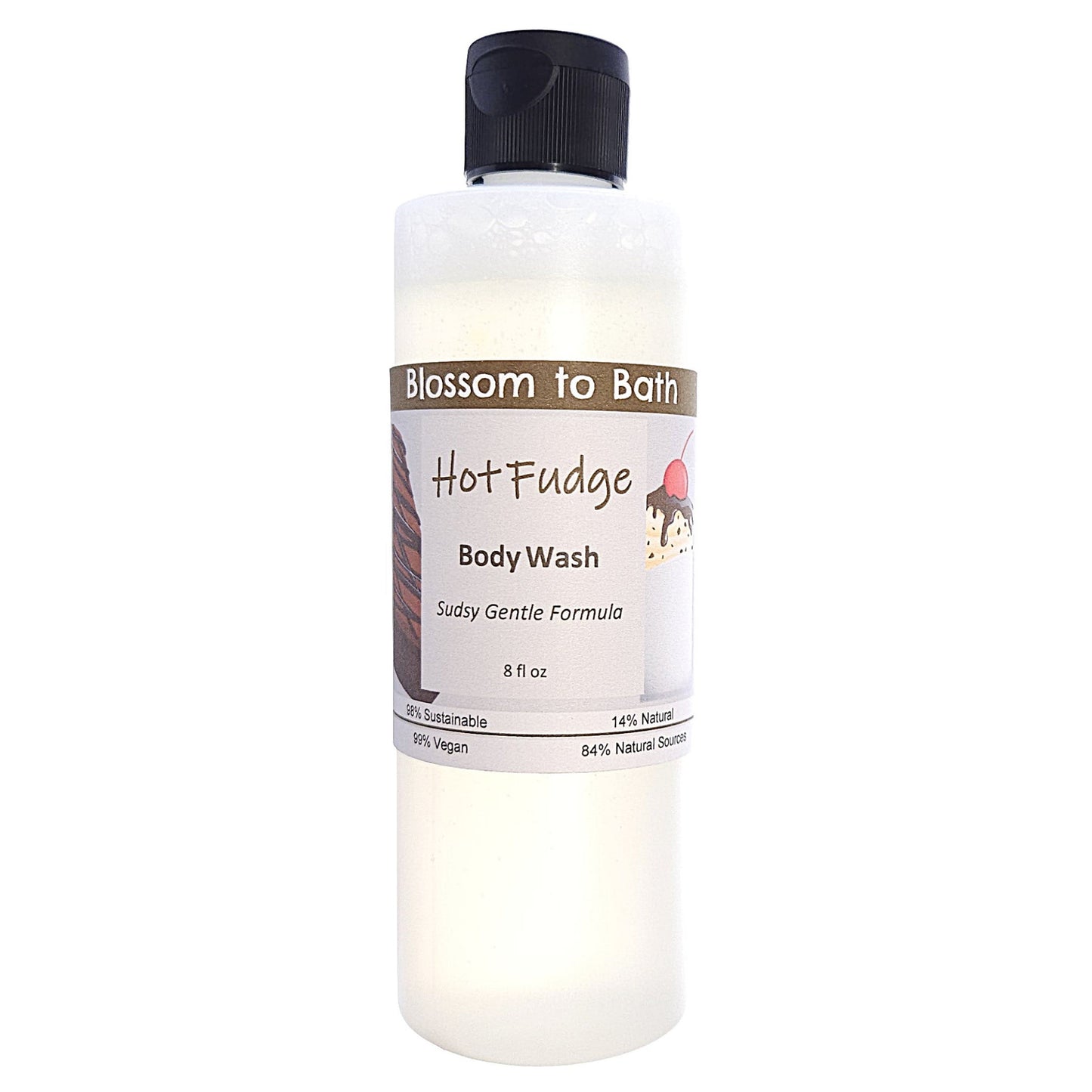 Buy Blossom to Bath Hot Fudge Body Wash from Flowersong Soap Studio.   Get Smooth Silky Skin With Rich Chocolate Scented Gentle Cleansers That Are Super Sudsy .  The fragrance is three layers deep in rich chocolate.